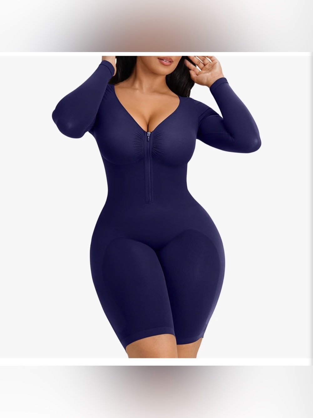 SHAPELLX Long Sleeve Navy Sculpting Bodysuit Shapewear NEW LARGE
